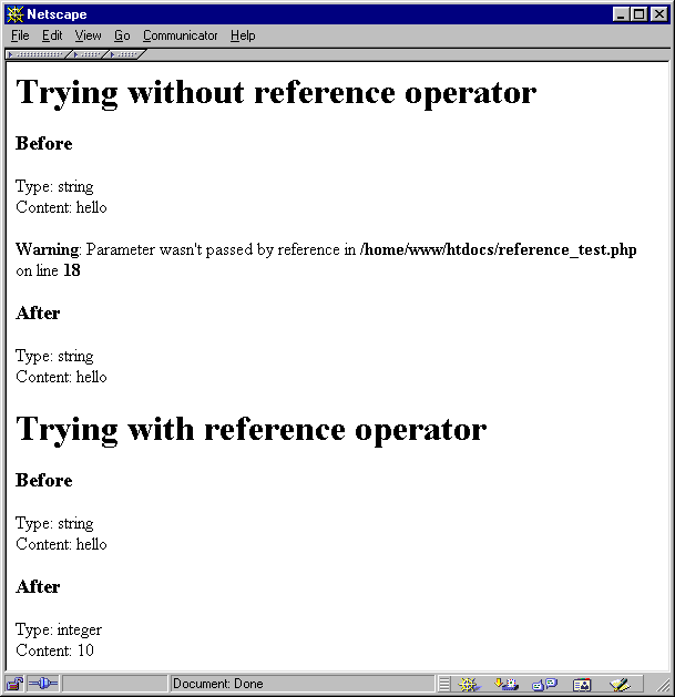 Testing for referenced parameter passing